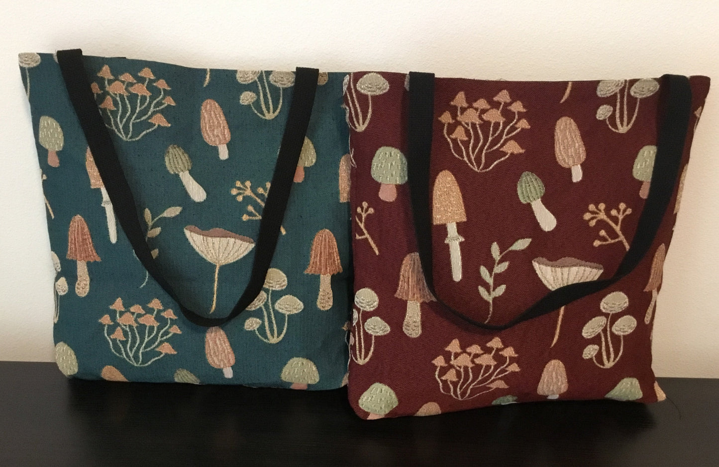 Mushroom Woven Tote Bag - Whimsigoth Cottagecore Gift for Nature Lovers