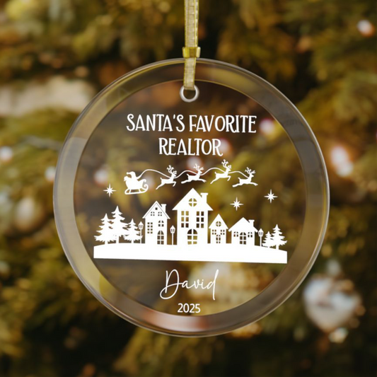 Santa’s Favorite Realtor Christmas Ornament - Personalized Holiday Gift for Real Estate Agents