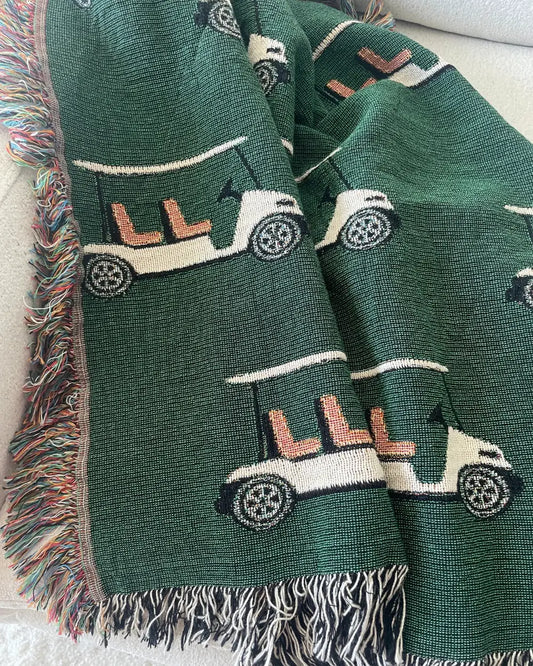 Golf Cart Woven Throw Blanket