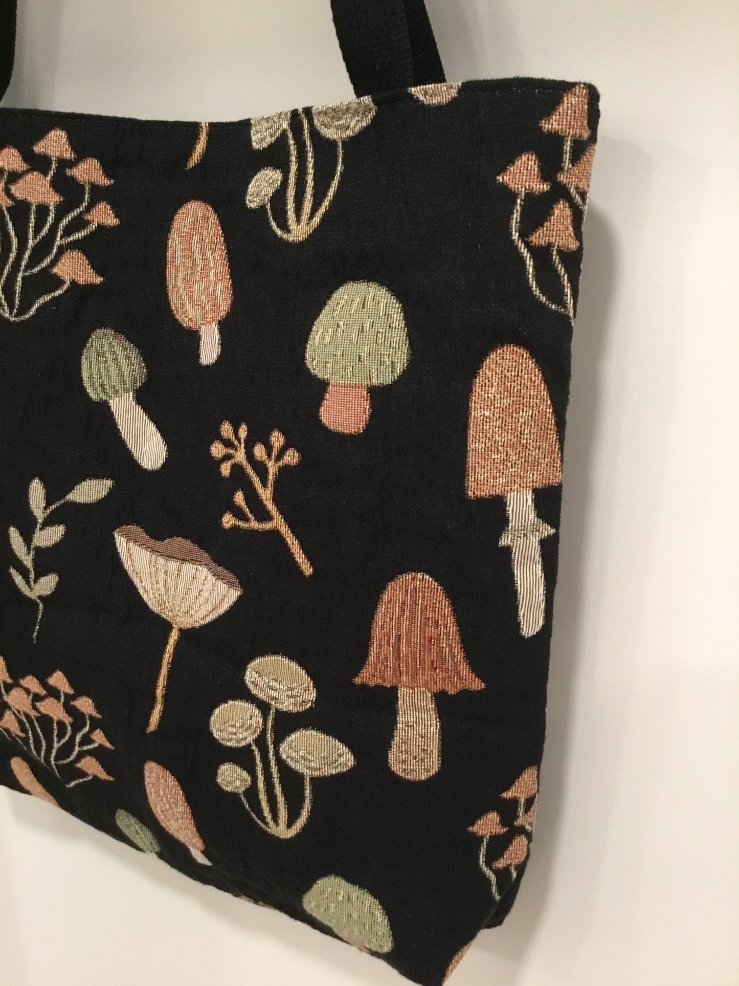 Mushroom Woven Tote Bag - Whimsigoth Cottagecore Gift for Nature Lovers