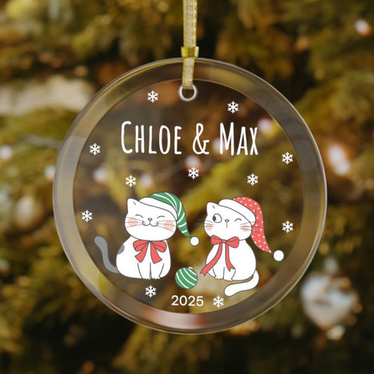 Cat Couple Christmas Ornament - Personalized Holiday Keepsake for Couples