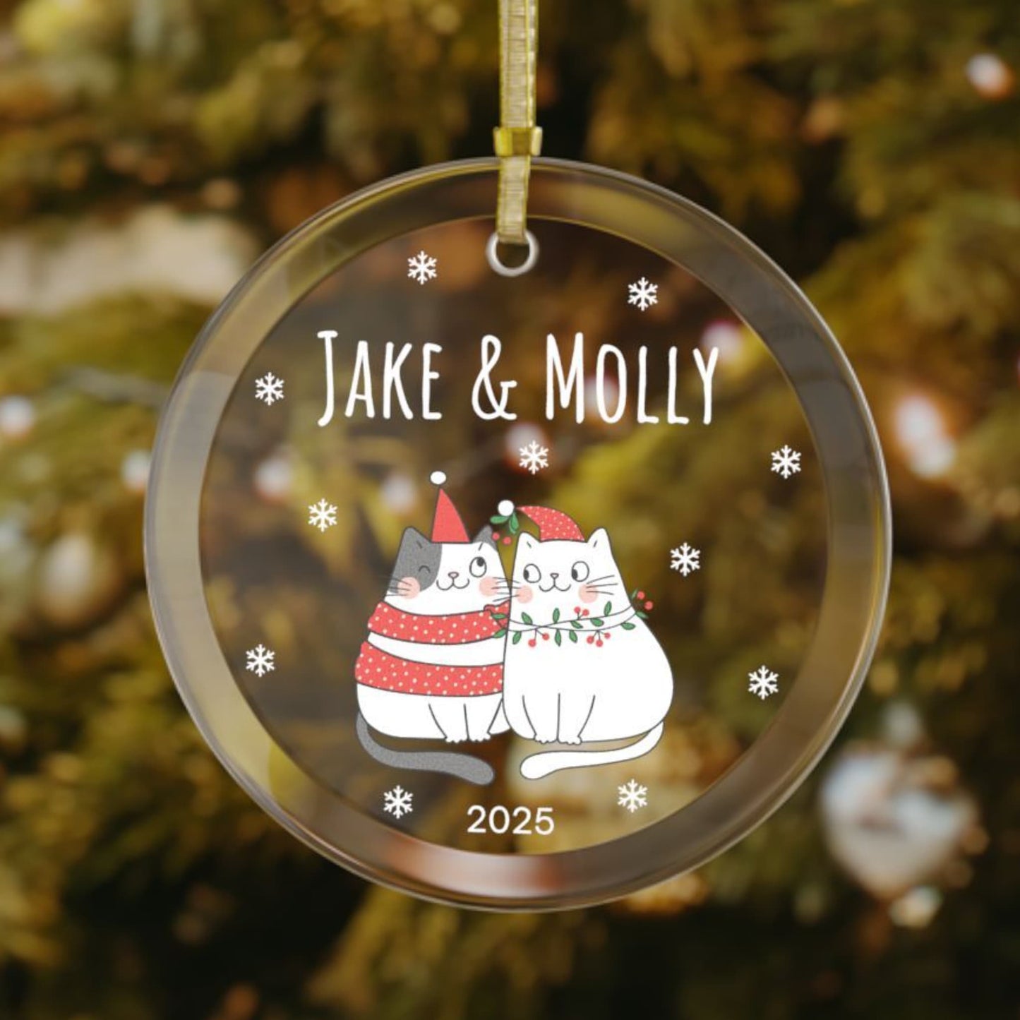 Cat Couple Christmas Ornament - Personalized Holiday Keepsake for Couples