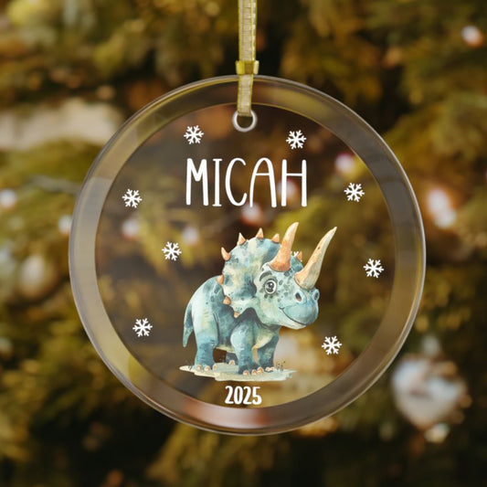 Dinosaur Christmas Ornament - Personalized Holiday Gift for Kids & Dino Fans