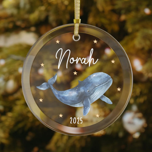 Whale Christmas Ornament - Personalized Nautical Gift & Holiday Decor