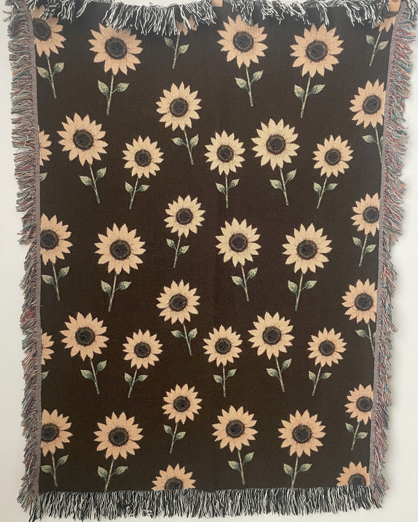 Sunflower Woven Throw Blanket - Boho, Cottagecore, Farmhouse Decor