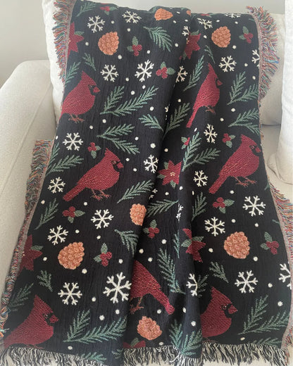 Cardinal Christmas Woven Throw Blanket