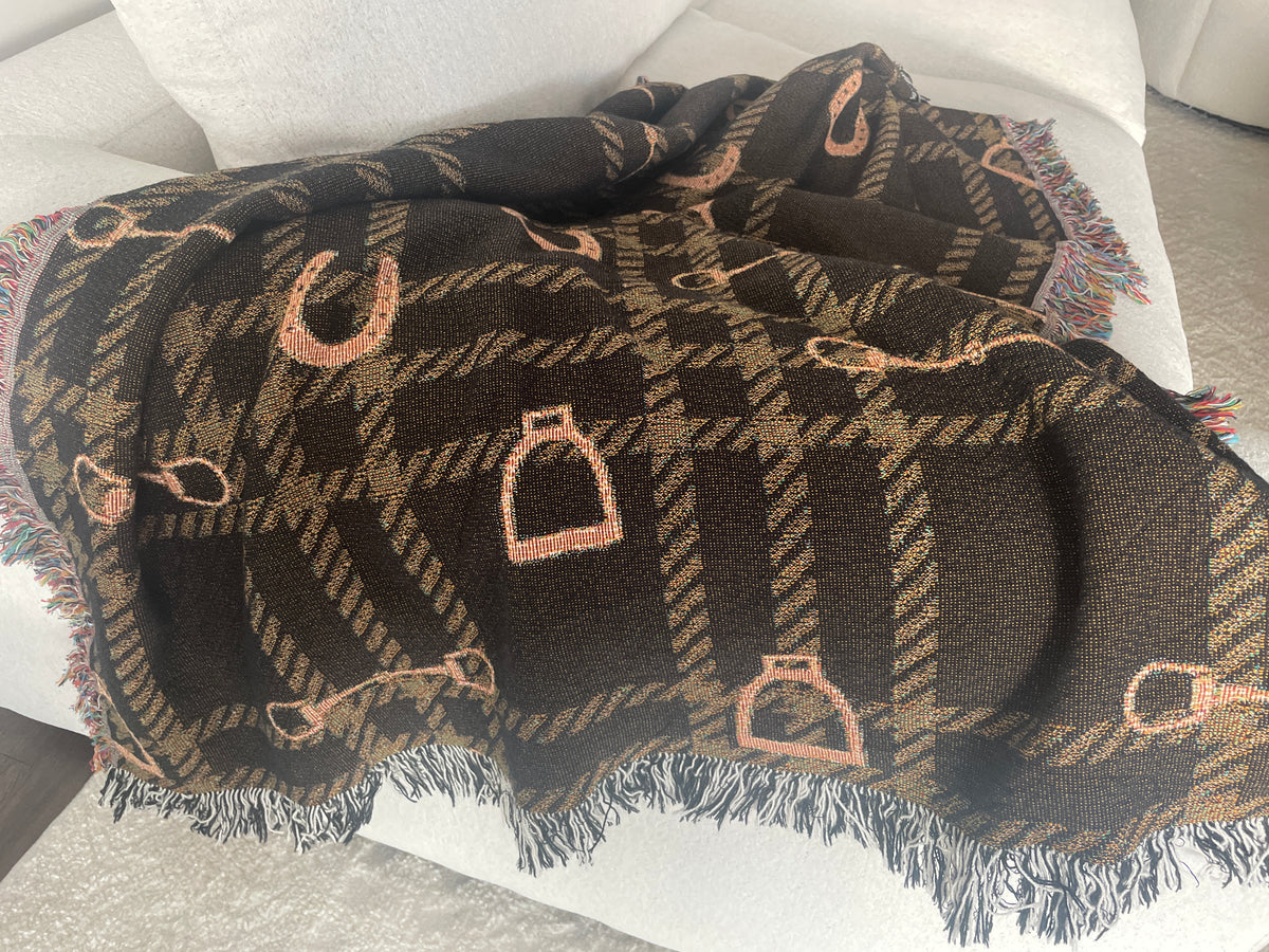 Horse Bit Plaid Woven Throw Blanket