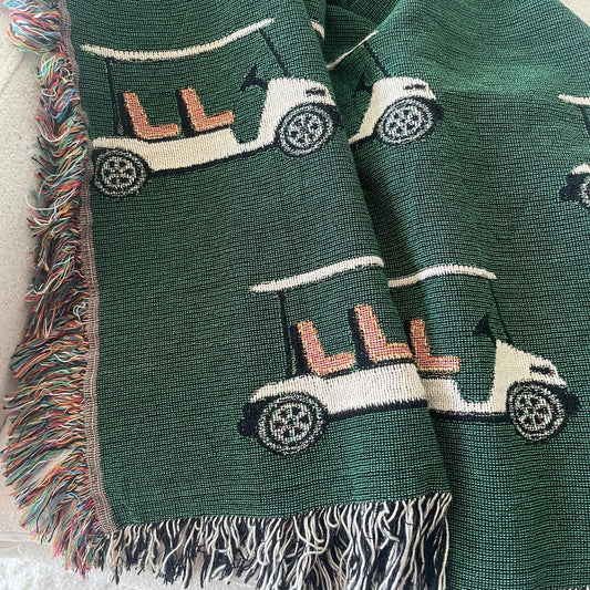 Golf Cart Woven Throw Blanket