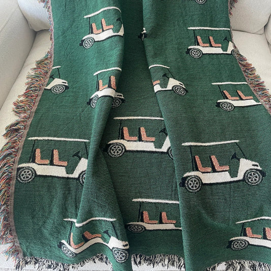 Golf Cart Woven Throw Blanket