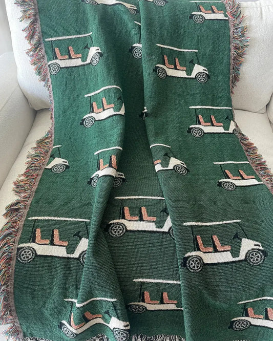 Golf Cart Woven Throw Blanket