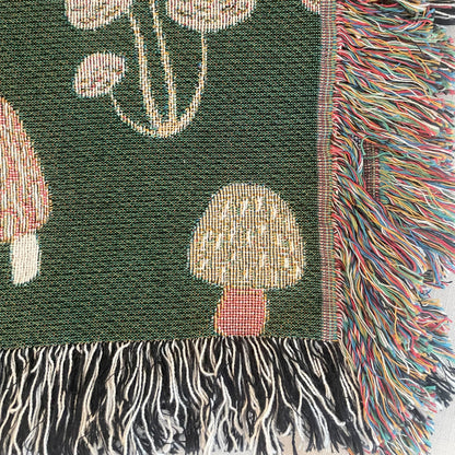Mushroom Woven Throw Blanket