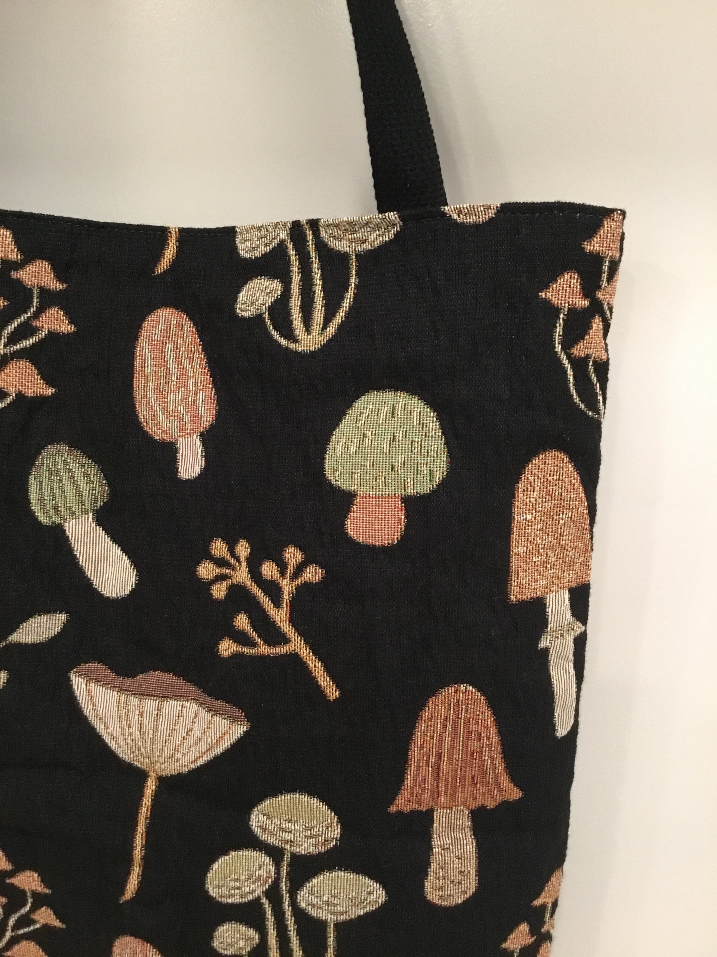 Mushroom Woven Tote Bag - Whimsigoth Cottagecore Gift for Nature Lovers