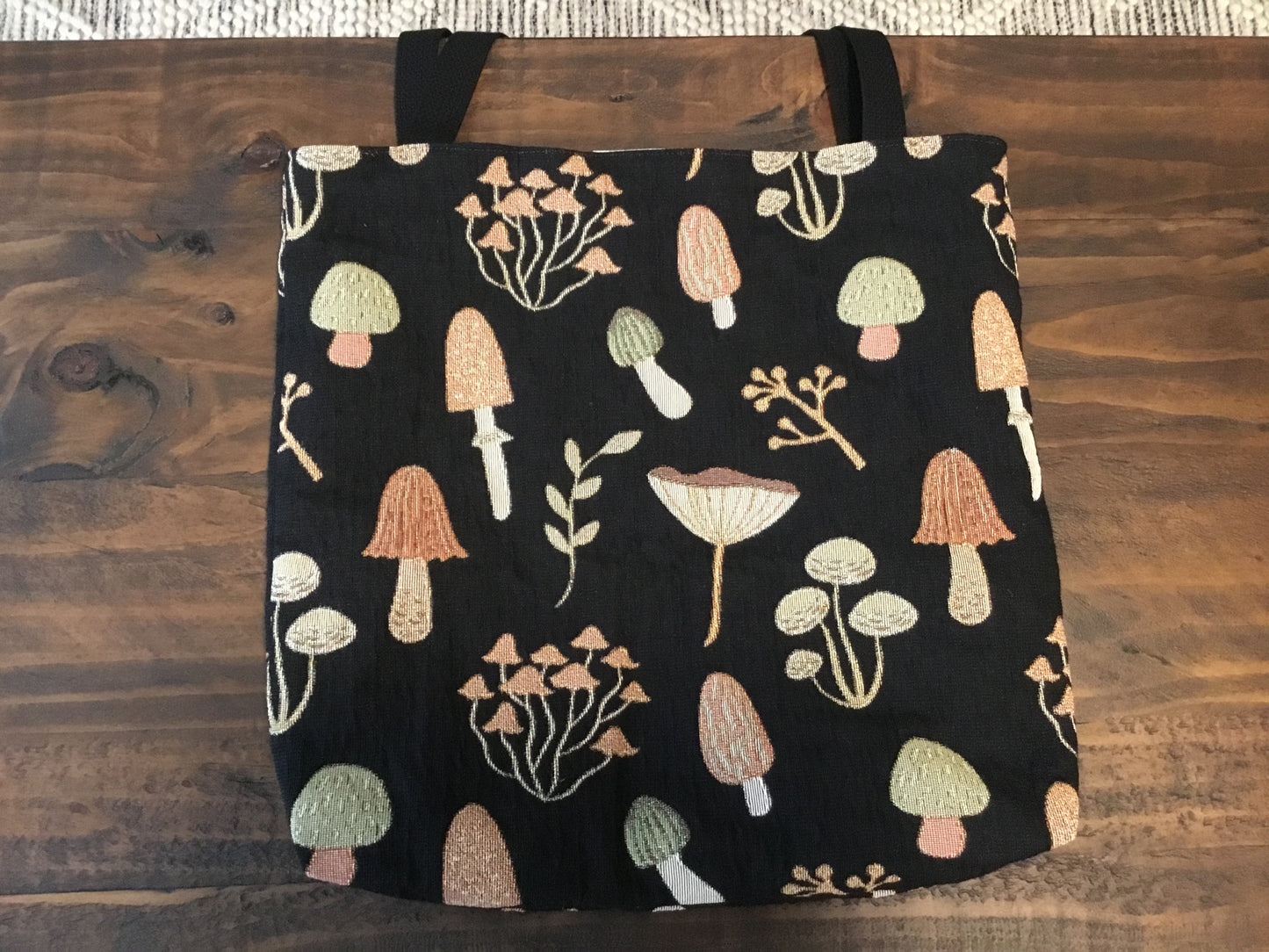 Mushroom Woven Tote Bag - Whimsigoth Cottagecore Gift for Nature Lovers
