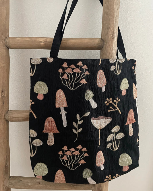 Mushroom Woven Tote Bag