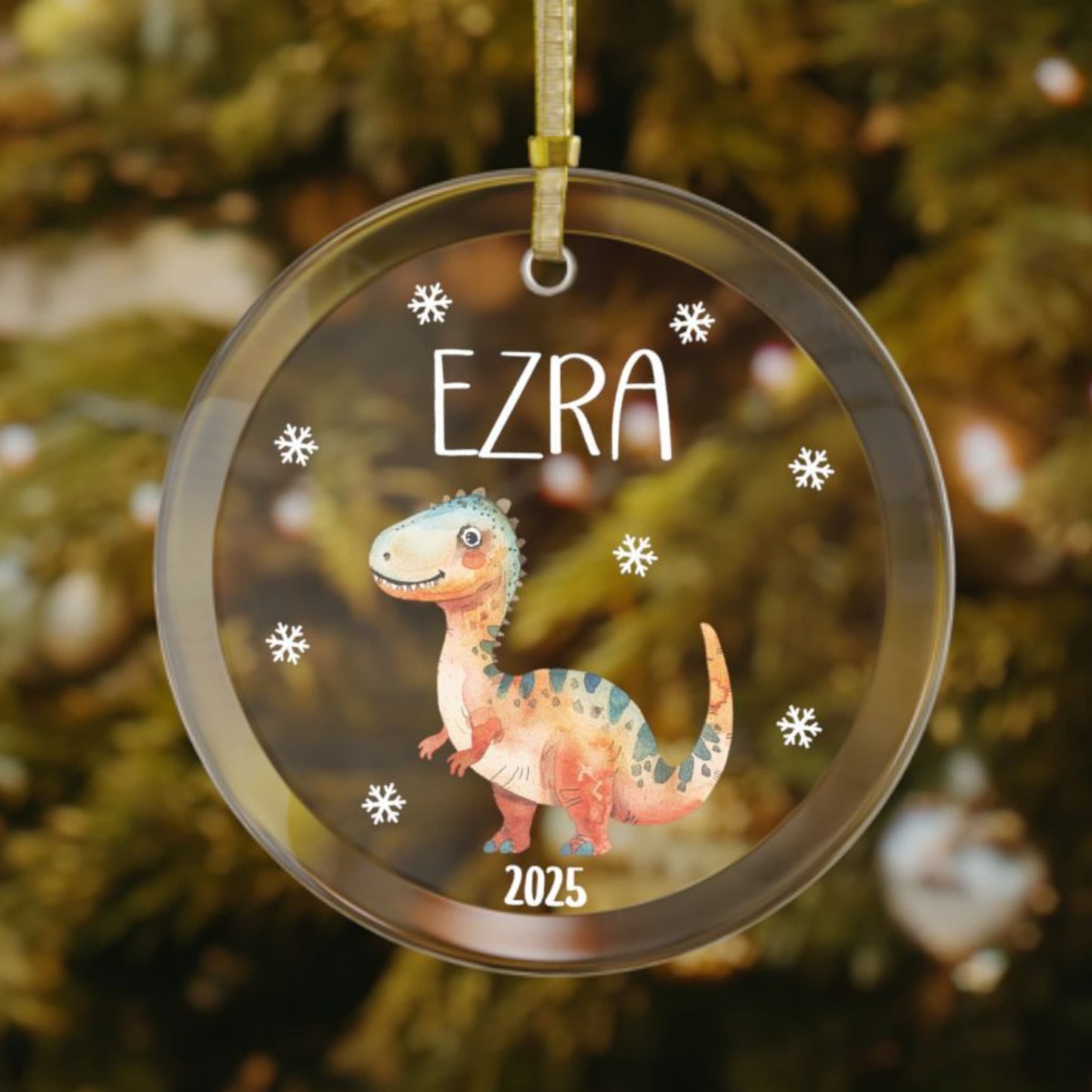Dinosaur Christmas Ornament - Personalized Holiday Gift for Kids & Dino Fans