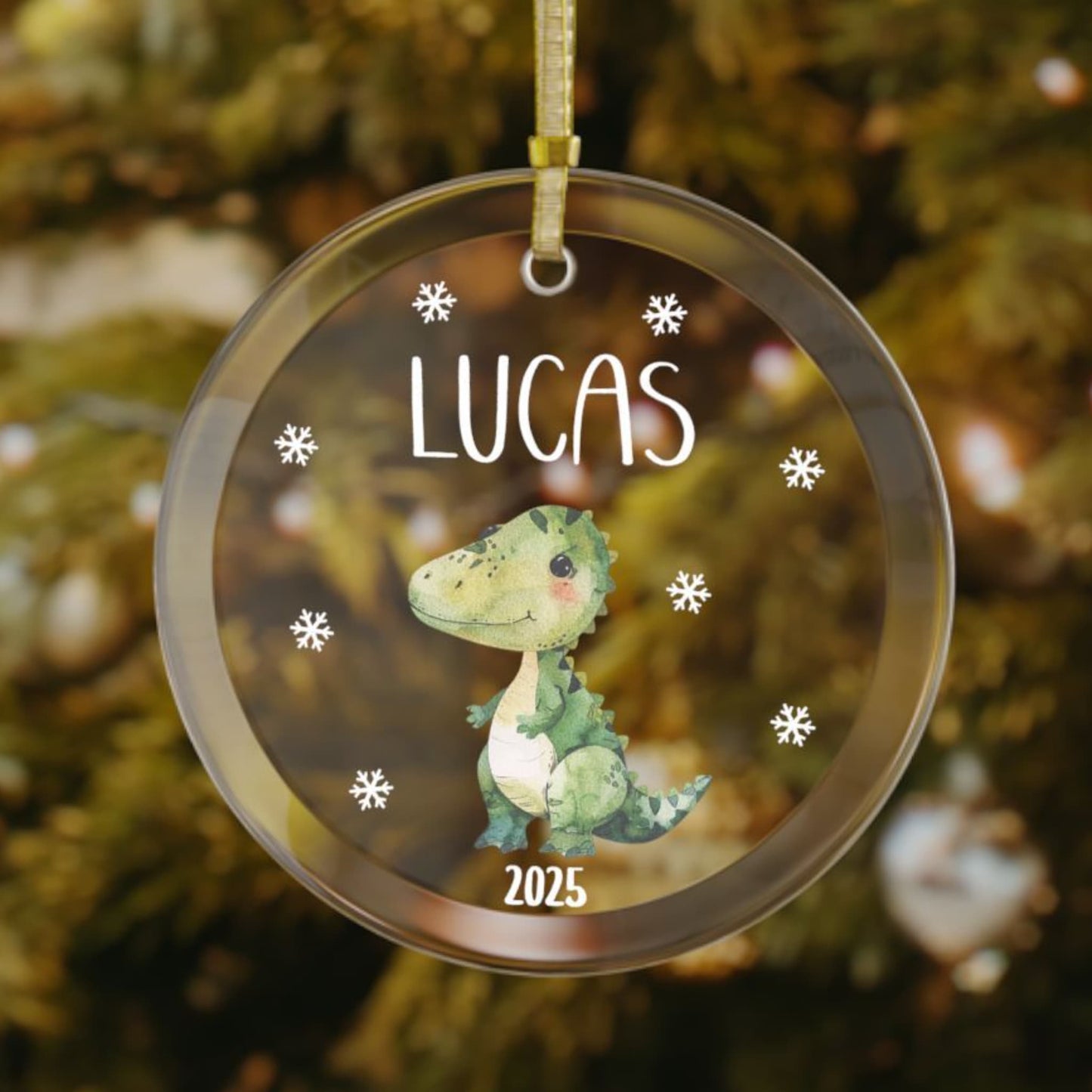 Dinosaur Christmas Ornament - Personalized Holiday Gift for Kids & Dino Fans