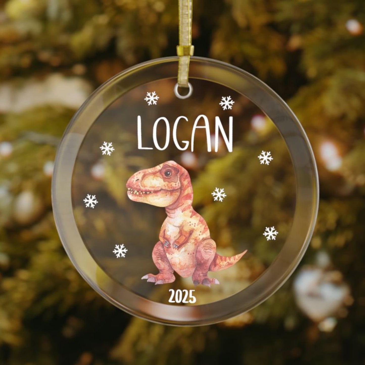 Dinosaur Christmas Ornament - Personalized Holiday Gift for Kids & Dino Fans