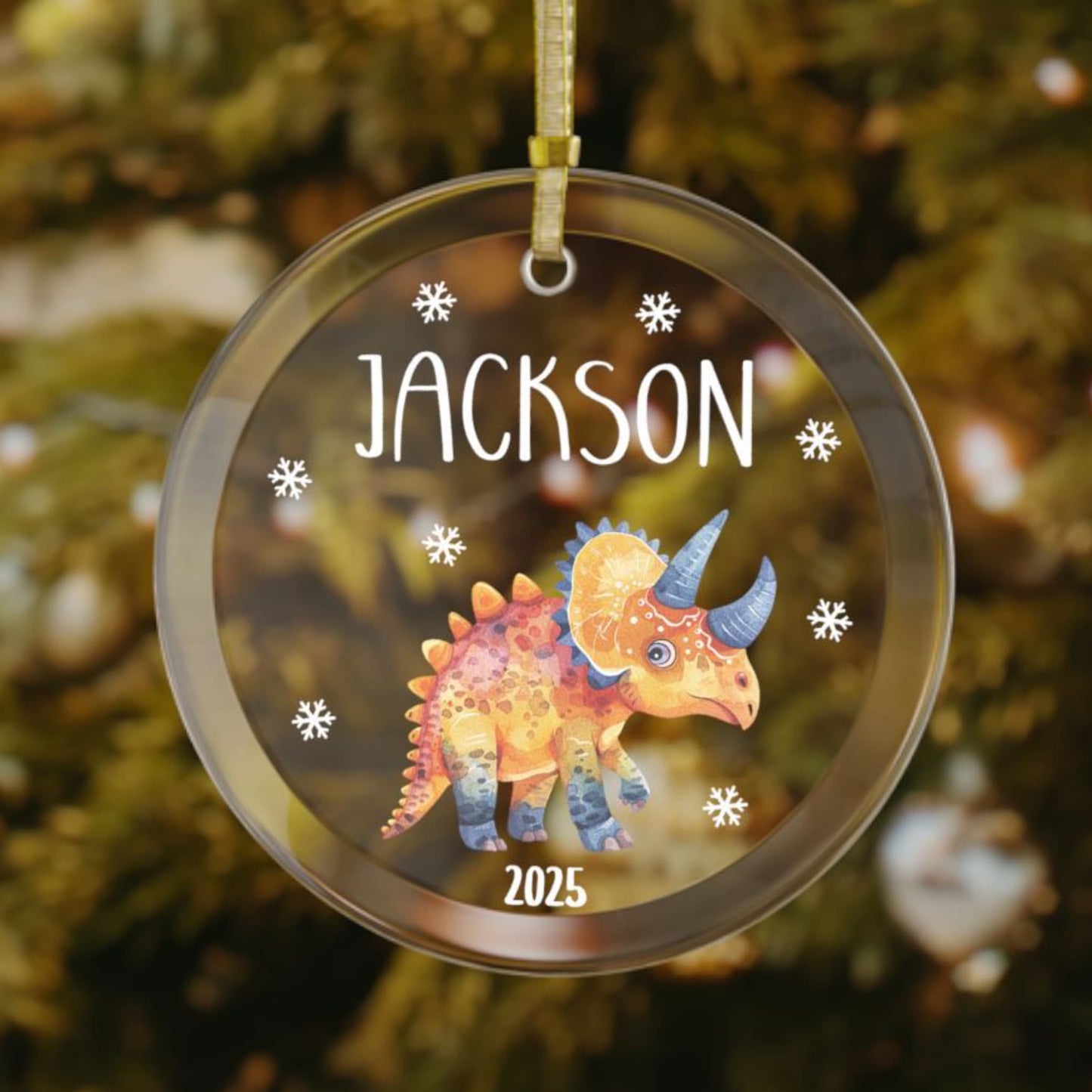 Dinosaur Christmas Ornament - Personalized Holiday Gift for Kids & Dino Fans