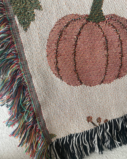 Pumpkin Fall Woven Throw Blanket