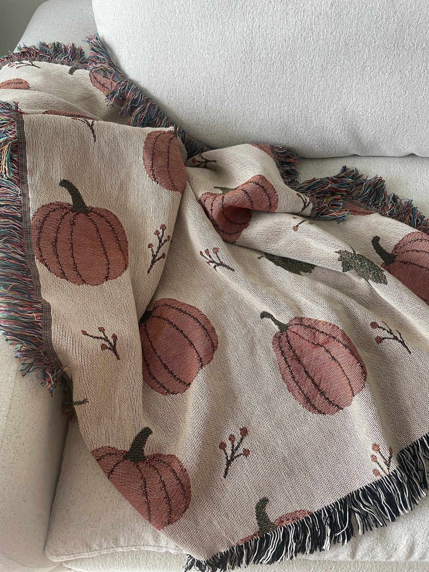 Pumpkin Fall Woven Throw Blanket