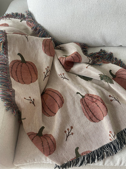Pumpkin Fall Woven Throw Blanket