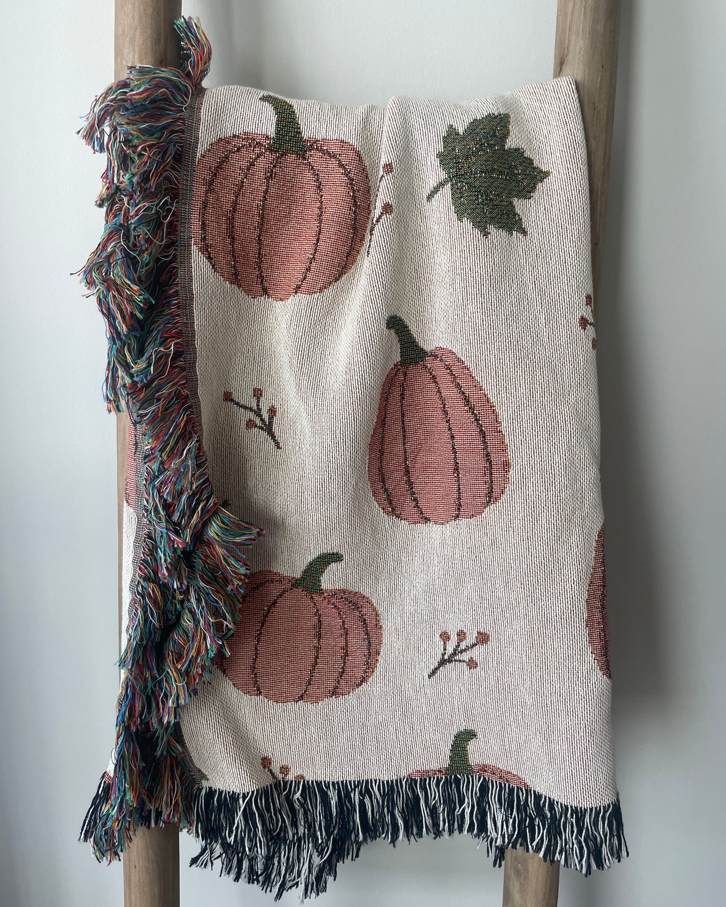 Pumpkin Fall Woven Throw Blanket