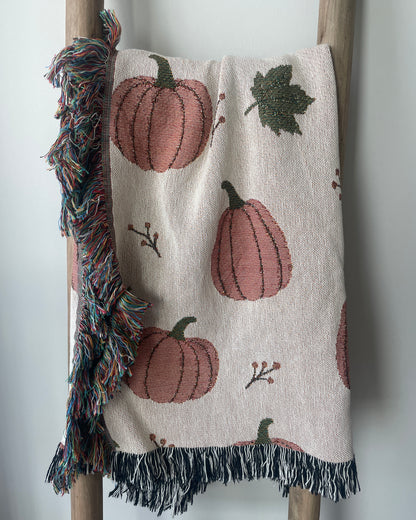 Pumpkin Fall Woven Throw Blanket