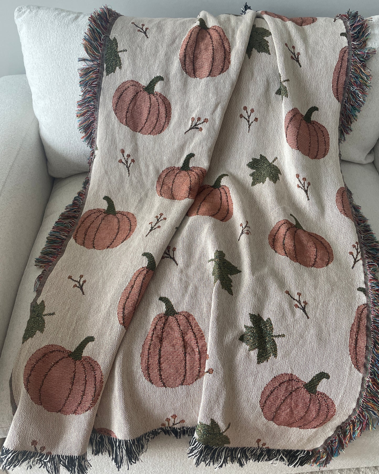 Pumpkin Fall Woven Throw Blanket