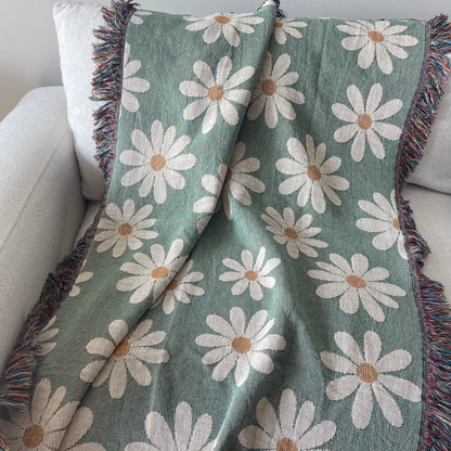 Retro Daisy Woven Blanket