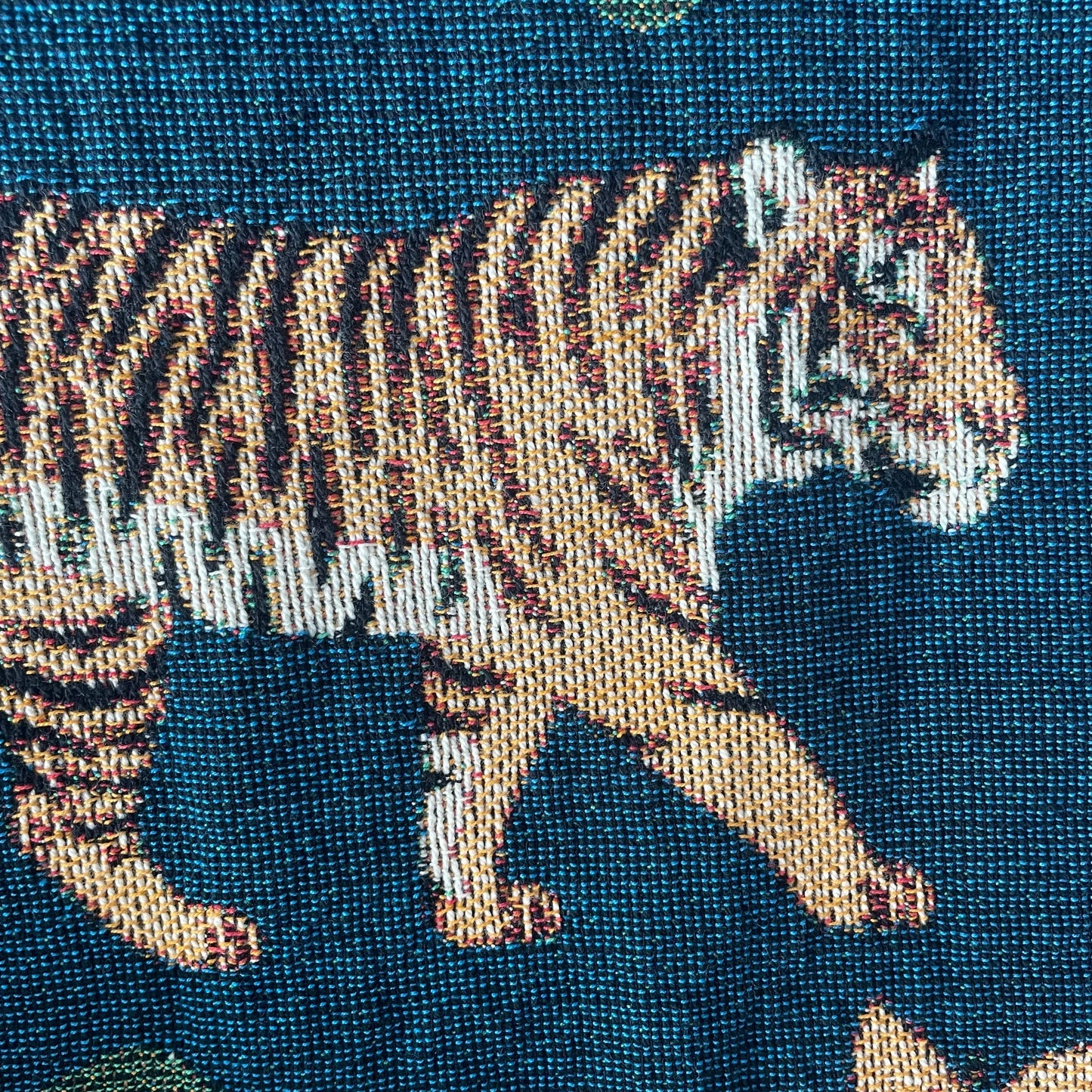 Tiger Jungle Woven Throw Blanket - Jacquard Cotton Botanical Throw